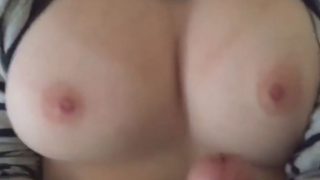 POV handjob on big tits