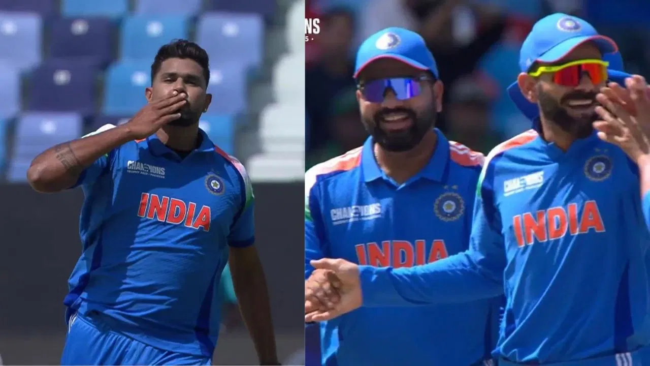 Watch: Harshit Rana humiliates Najmul Hossain Shanto with controversial flying kiss celebration in CT 2025