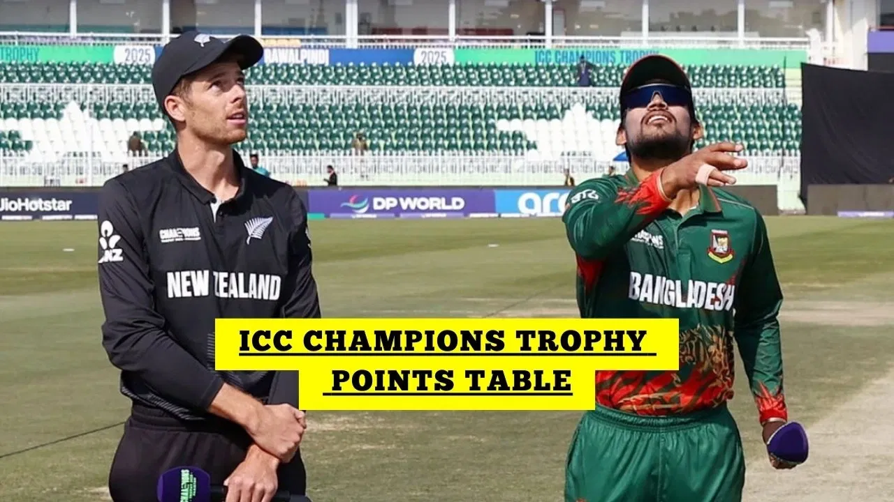 ICC Champions Trophy Points Table 2025: Updated Standings After Bangladesh vs New Zealand, Match 6