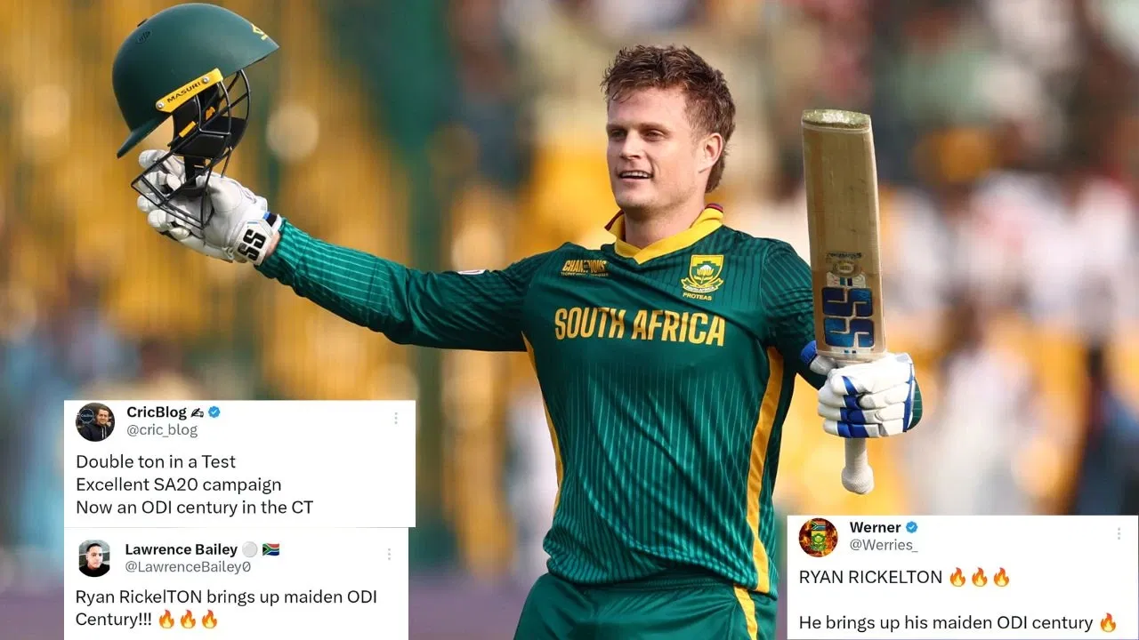 “Shades of Quinton de Kock” – Ryan Rickelton hailed by fans after slamming his maiden ODI ton in CT 2025