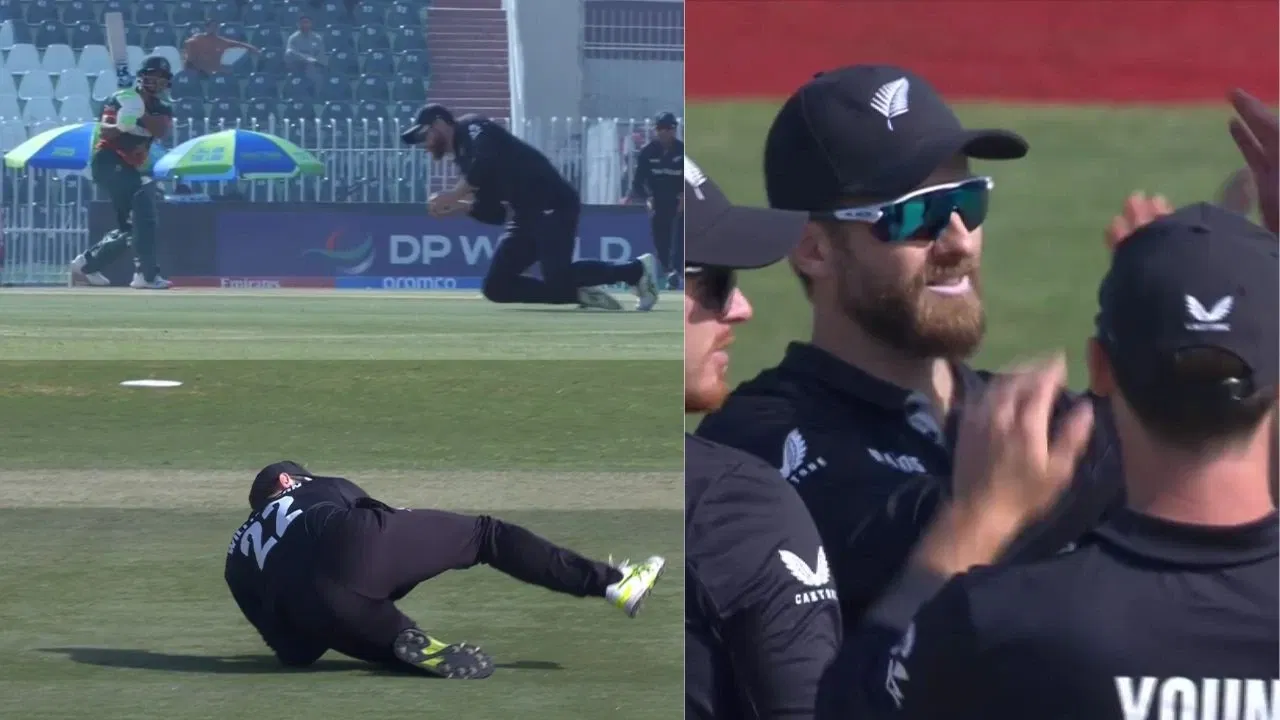 Watch: Kane Williamson takes stunning diving catch to dismiss Tanzid Hasan in CT 2025 clash