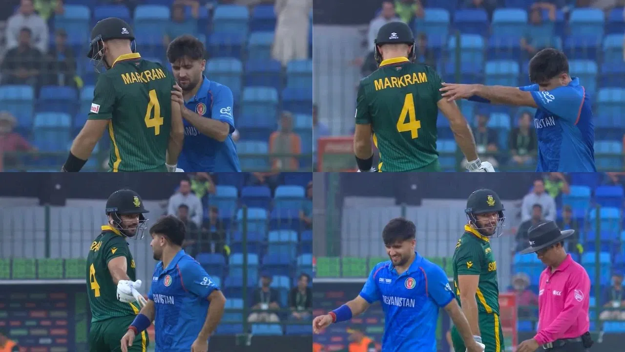 Watch: Fazalhaq Farooqi gets physical with Aiden Markram during AFG vs SA clash in CT 2025