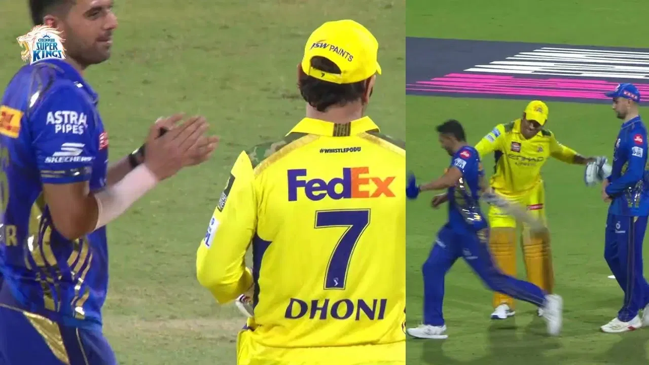 Watch: Deepak Chahar sledges MS Dhoni in CSK vs MI clash, gets beaten with bat