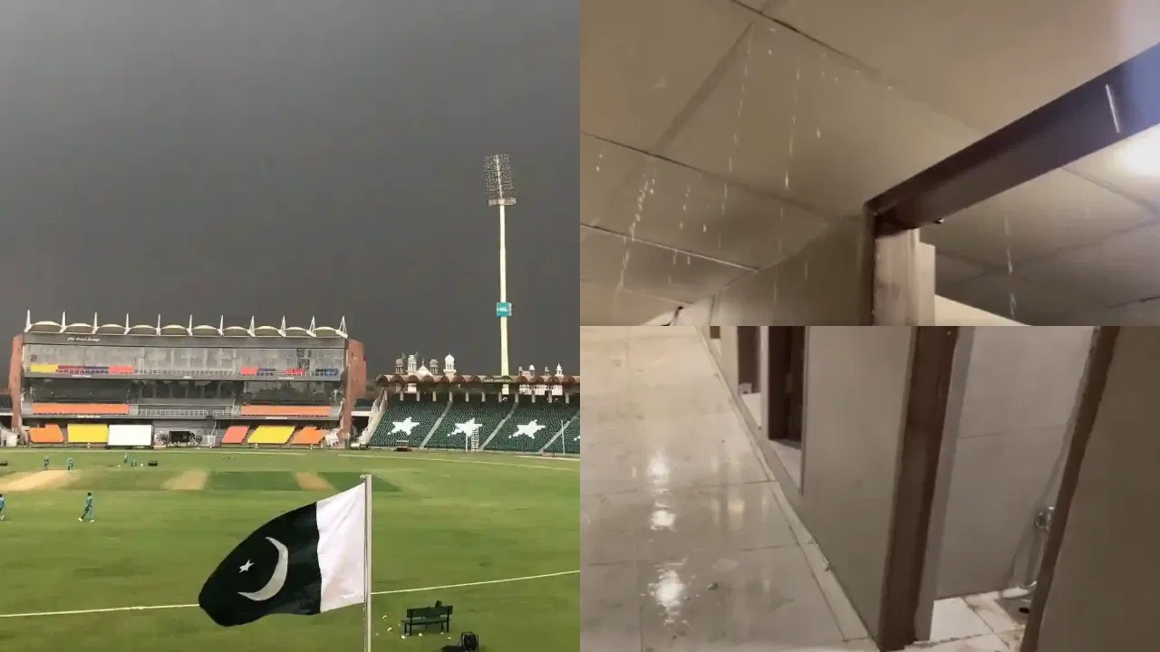 Watch: Embarrassment for PCB as Gaddafi Stadium turns into a waterfall after one shower of rain