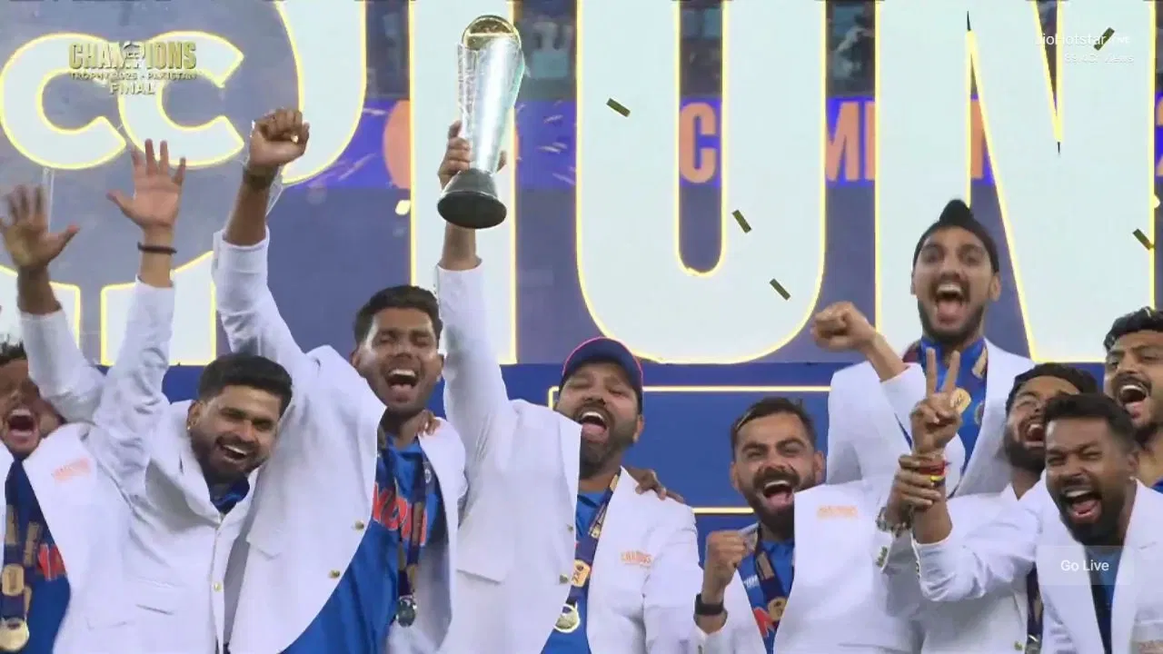 Watch: Rohit Sharma, Virat Kohli & Team India’s epic trophy celebration after CT 2025 triumph