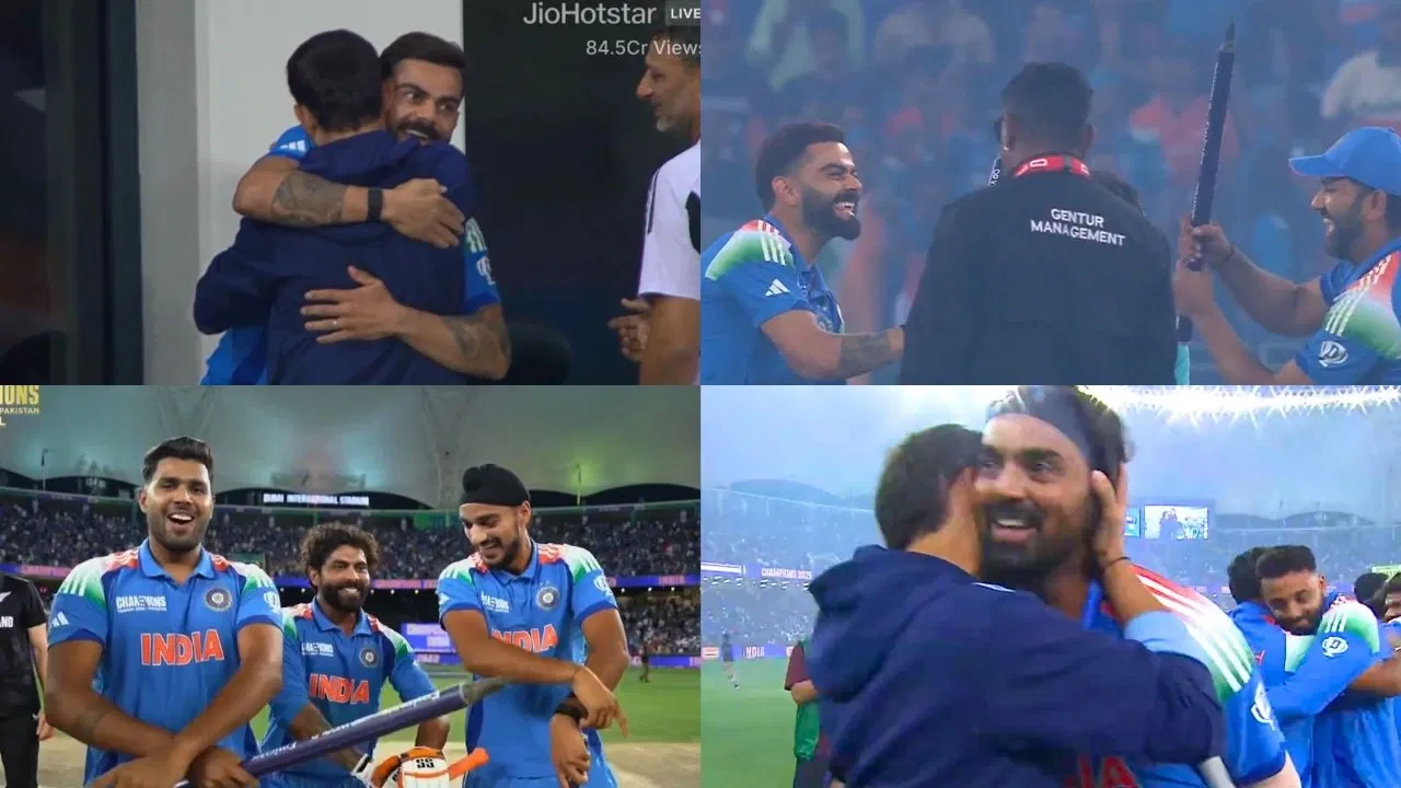 Watch: Rohit Sharma, Virat Kohli play dandiya; Jadeja, Harshit, Arshdeep hit Gangnam style after CT win