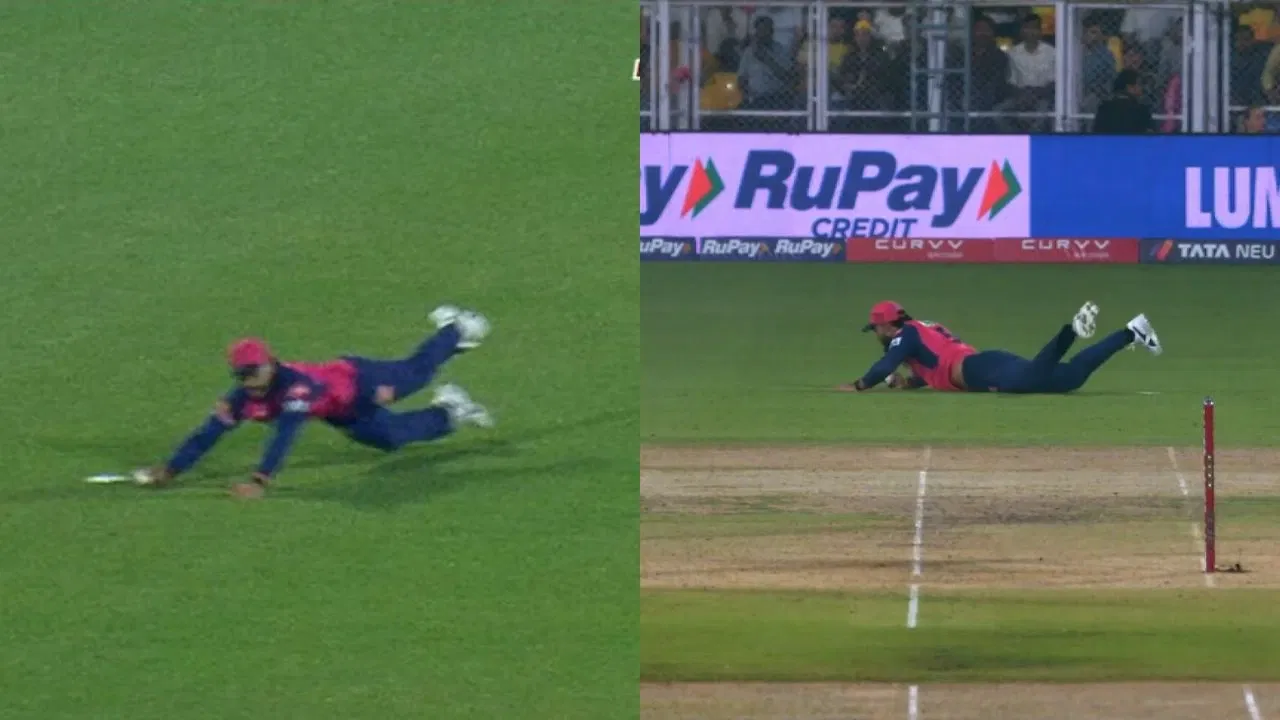 Watch: Riyan Parag goes BALLISTIC after taking unreal catch to dismiss Shivam Dube