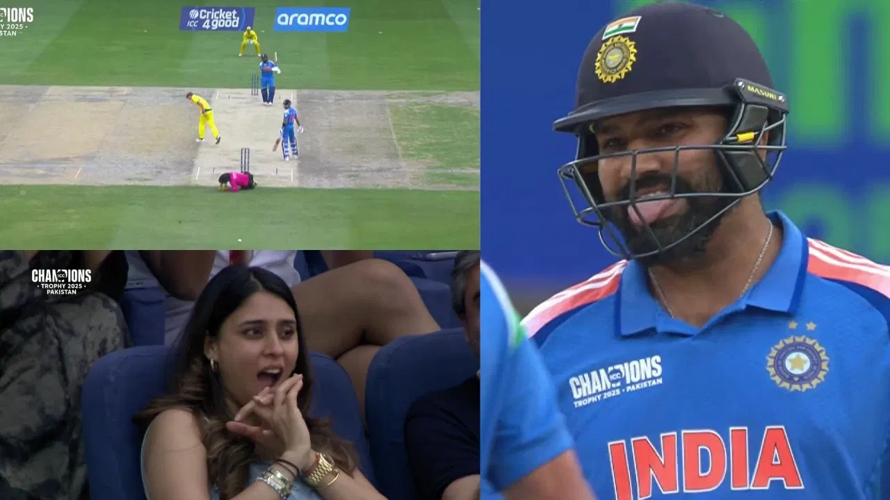Watch: Ritika Sajdeh horrified as Rohit Sharma nearly injures umpire with deadly shot