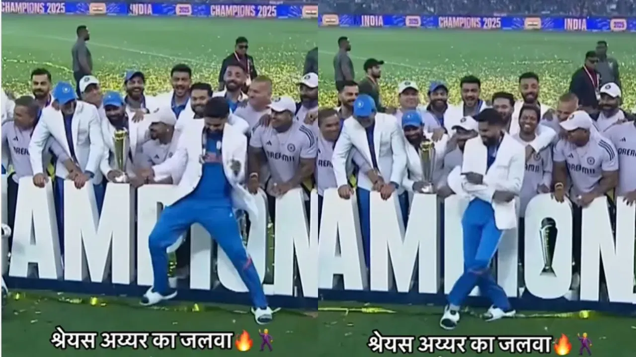 Watch: Shreyas Iyer dances like young Virat Kohli after India’s Champions Trophy triumph