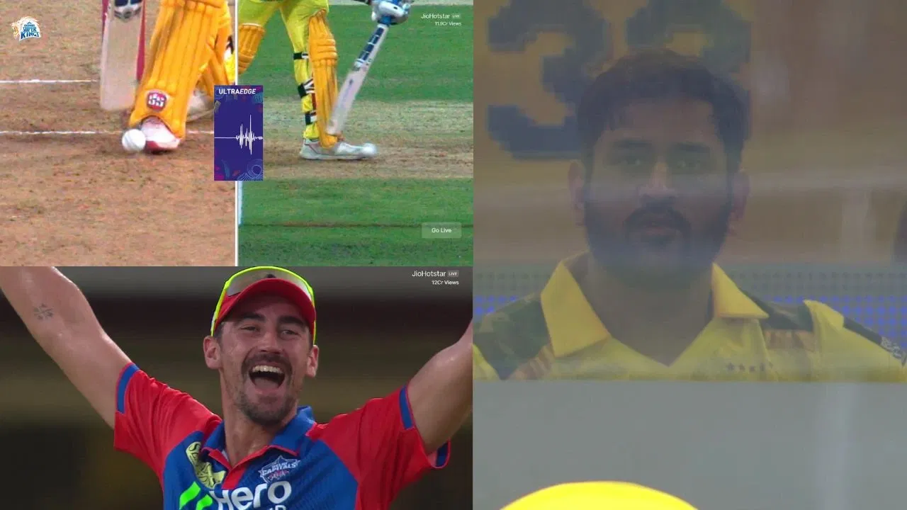 Watch: MS Dhoni gives ‘OUT’ from dressing room after Abishek Porel denies Mitchell Starc’s DRS request