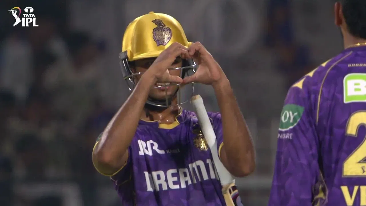 Watch: Angkrish Raghuvanshi does unusual ‘heart gesture’ celebration after creating history for KKR