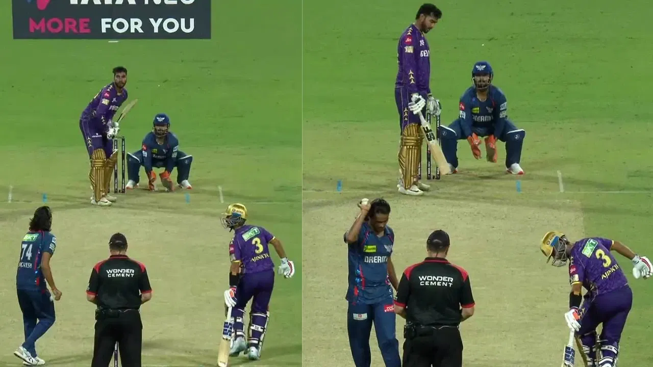 Watch: Digvesh Rathi threatens to ‘Mankad’ Ajinkya Rahane in KKR vs LSG IPL 2025 clash