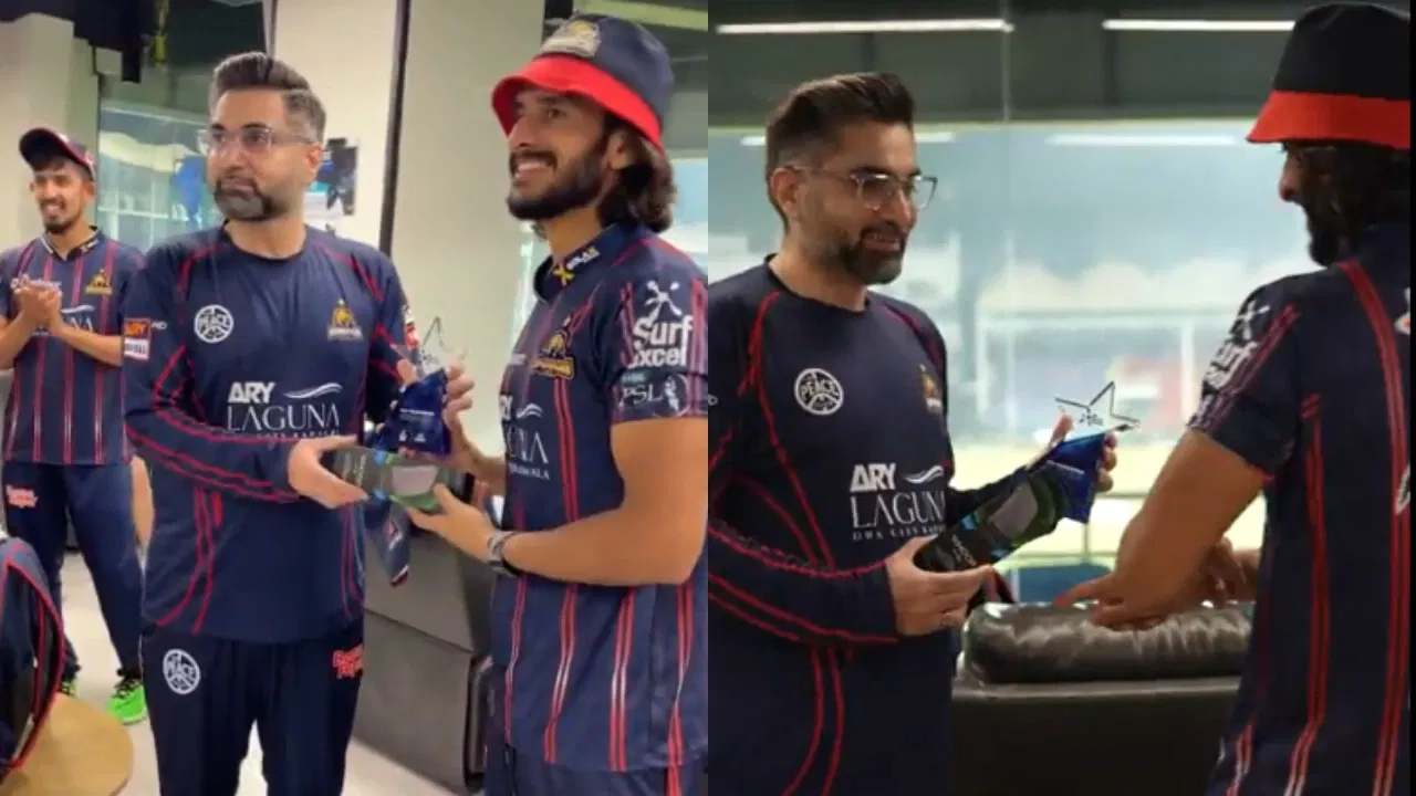Watch: Embarrassing! After hair dryer, Karachi Kings gift a hair trimmer to Hasan Ali