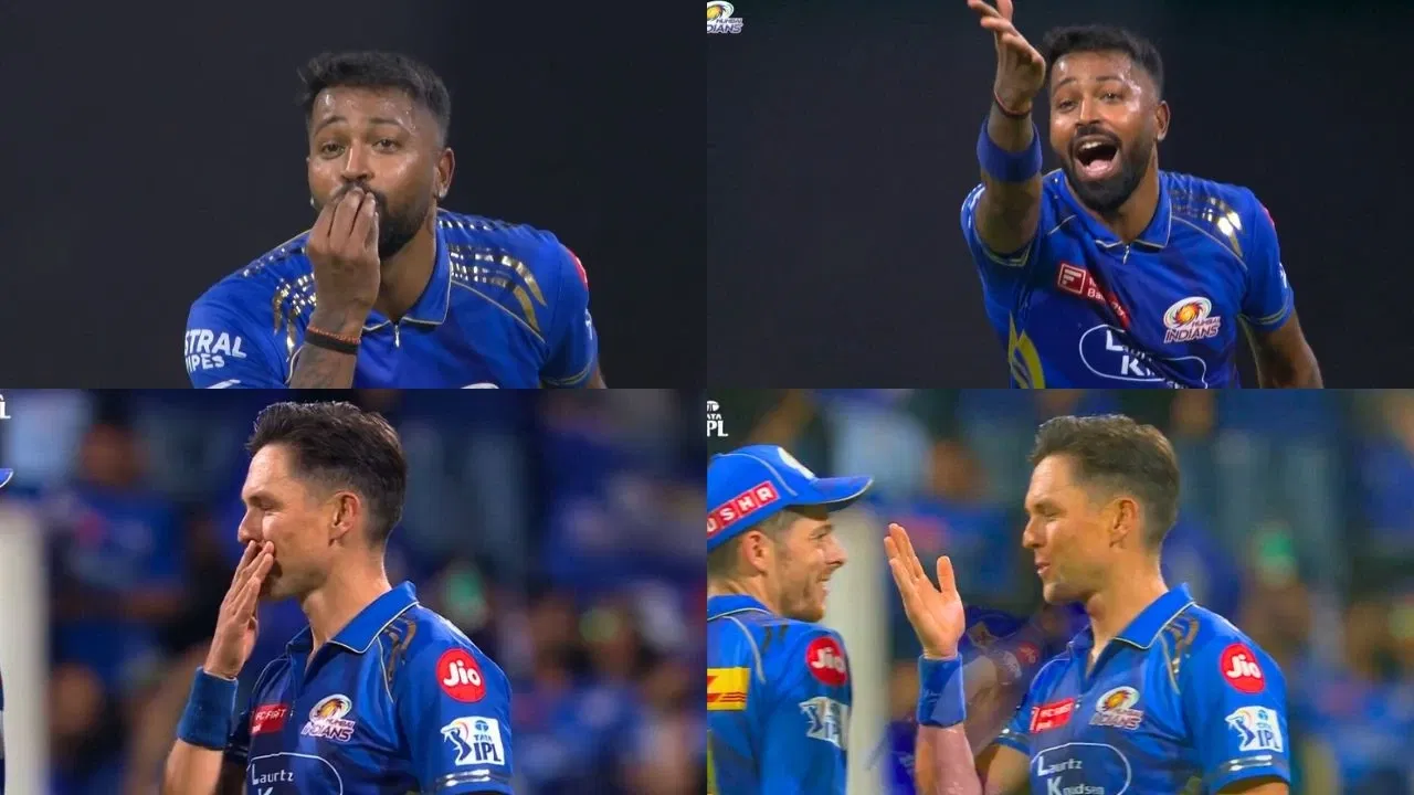 Watch: Hardik Pandya, Trent Boult caught exchanging ‘flying kisses’ during MI vs KKR