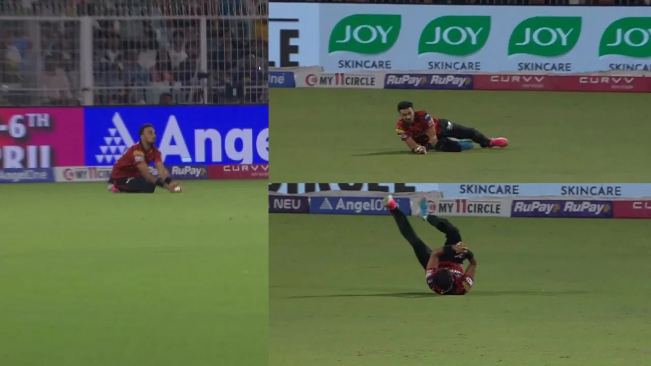Watch: Harshal Patel grabs exceptional catch to dismiss Angkrish Raghuvanshi in KKR vs SRH clash