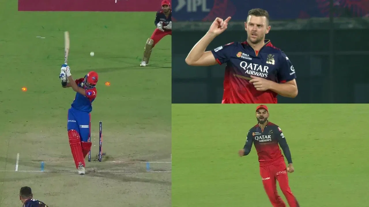 Watch: Josh Hazlewood makes Virat Kohli go crazy by decimating Axar Patel’s stumps