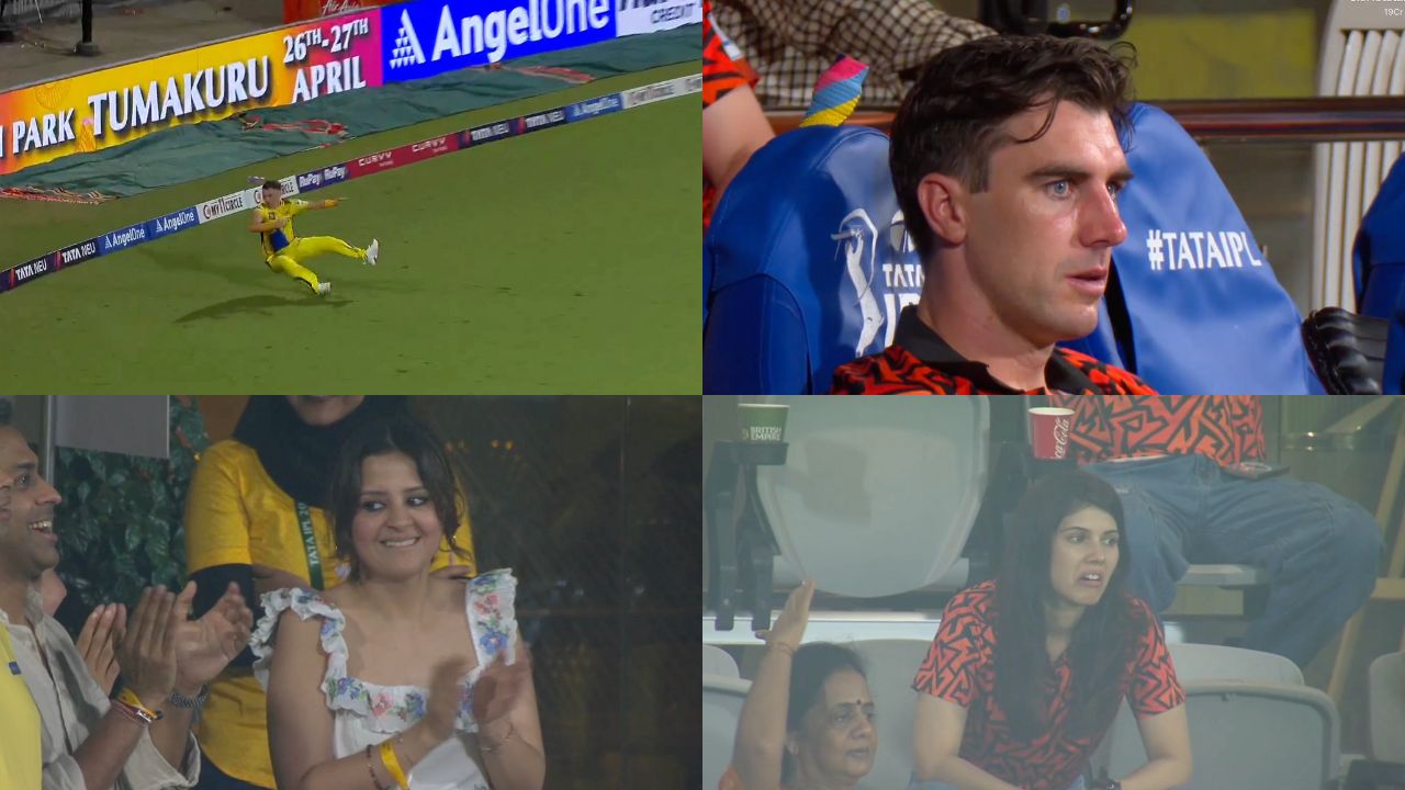 Watch: Kavya Maran disgusted, Sakshi Dhoni licks her lips at Sam Curran’s Worldie of Ishan Kishan
