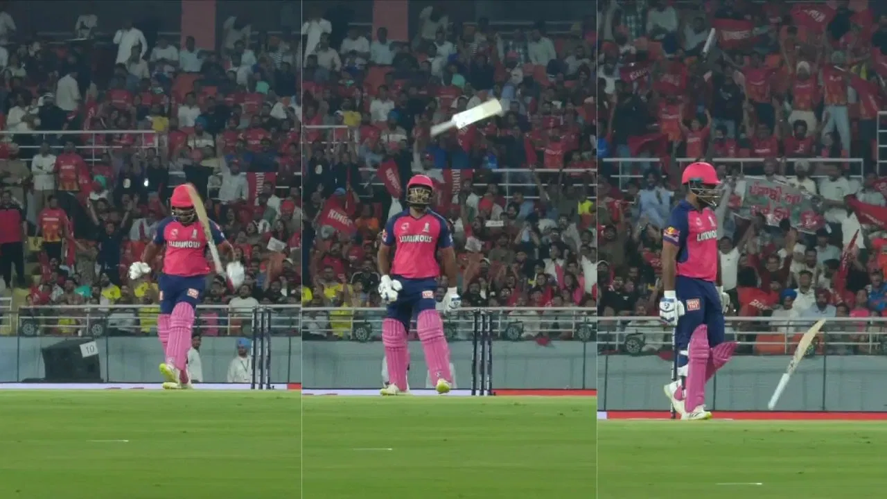 Watch: Sanju Samson explodes, brutally throws his bat in anger after getting out vs PBKS