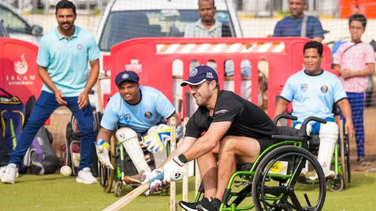 Watch: RCB legend AB de Villiers steals hearts with wheelchair cricket appearance in Mumbai