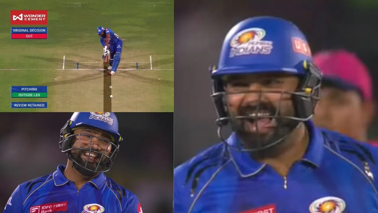 Watch: Rohit Sharma’s priceless reaction after last-second review saves him against RR