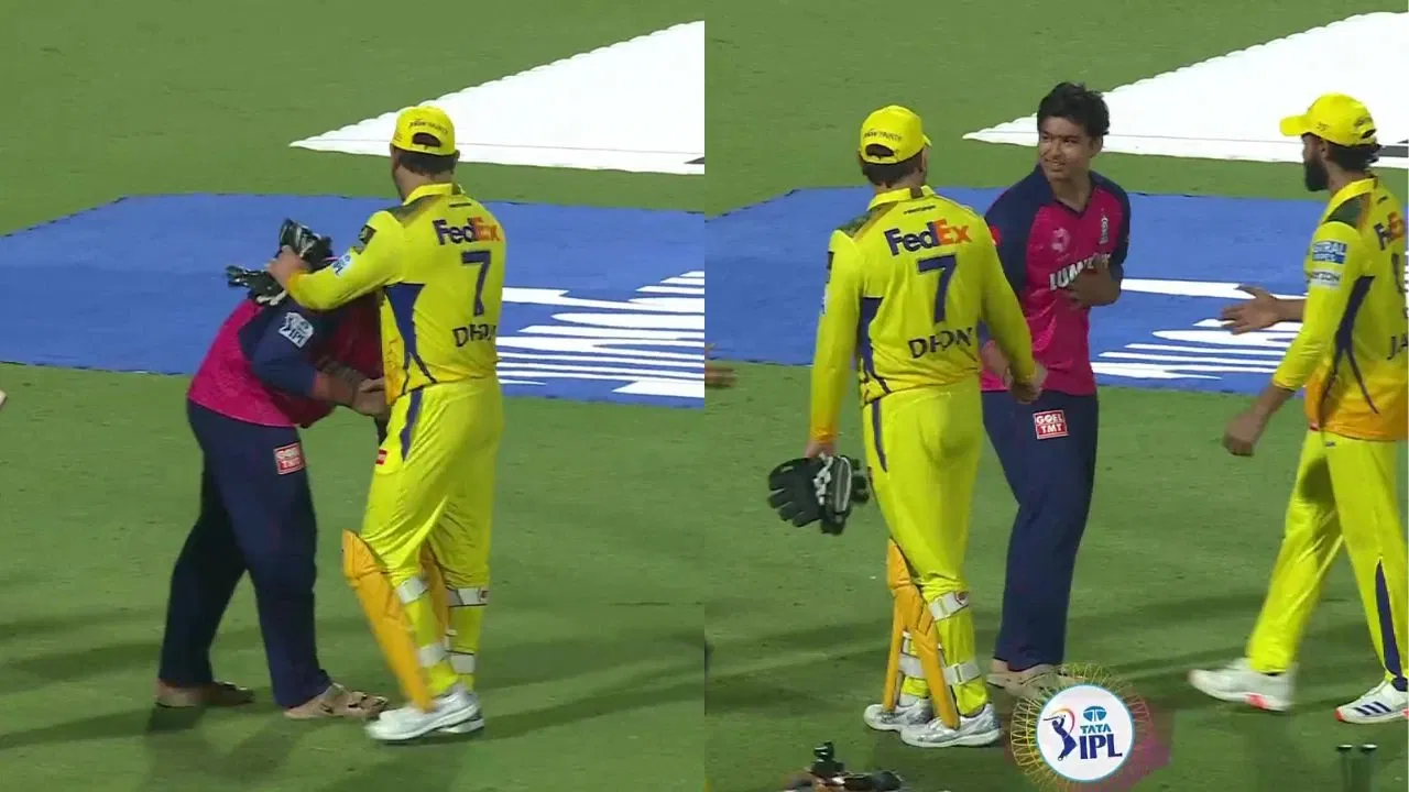 Watch: Vaibhav Suryavanshi touches MS Dhoni’s feet after destroying CSK in a wholesome moment