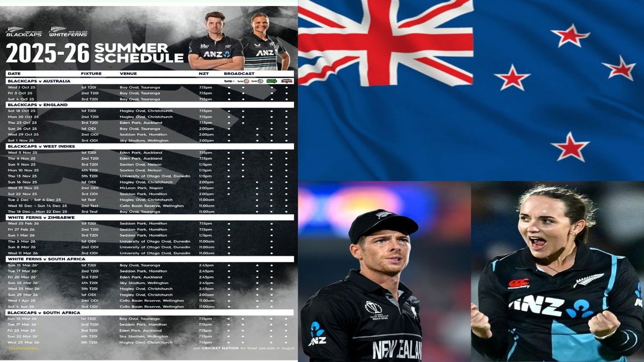 New Zealand Cricket Schedule 2025-26 announced; India’s Zero Visit confirmed