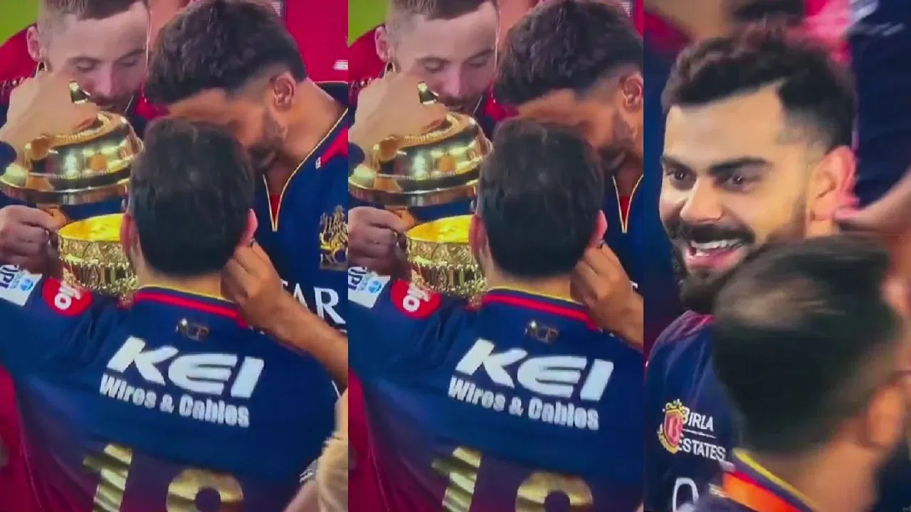Watch: Virat Kohli goes full curious kid mode with IPL trophy, checks what’s inside