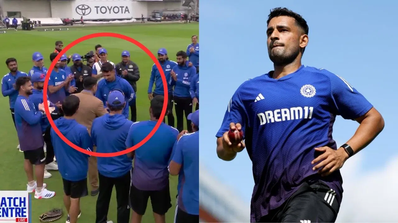 Watch: Anshul Kamboj receives Test cap from Ex-India wicketkeeper at Old Trafford, Manchester