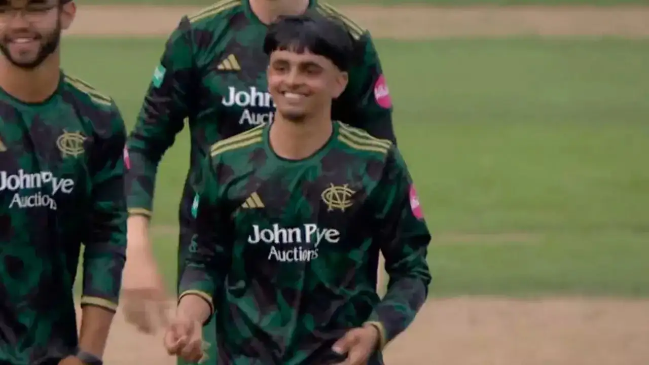 Watch: Rehan Ahmed’s 17-year-old brother Farhan Ahmed takes stunning hat-trick against Jos Buttler’s side