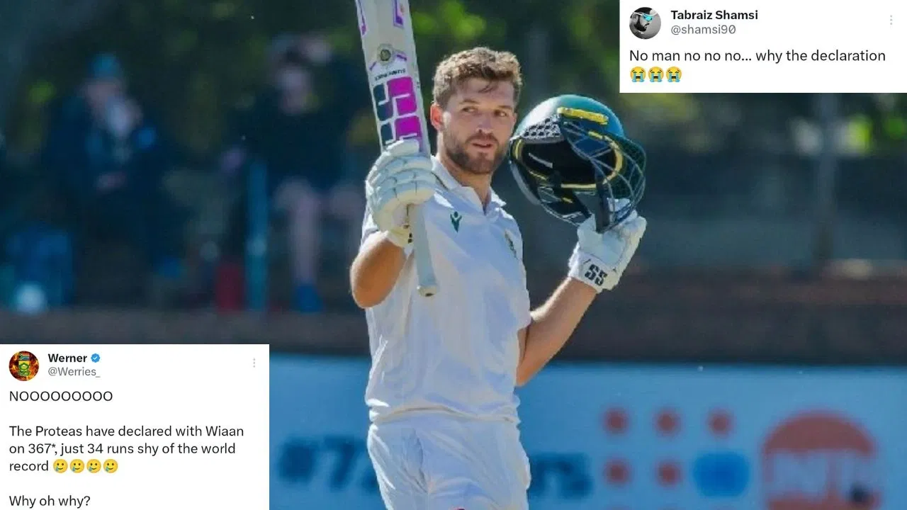 ‘Phone call from Brian Lara made Wiaan Mulder declare innings’: Twitter explodes as SA captain finishes with 367*