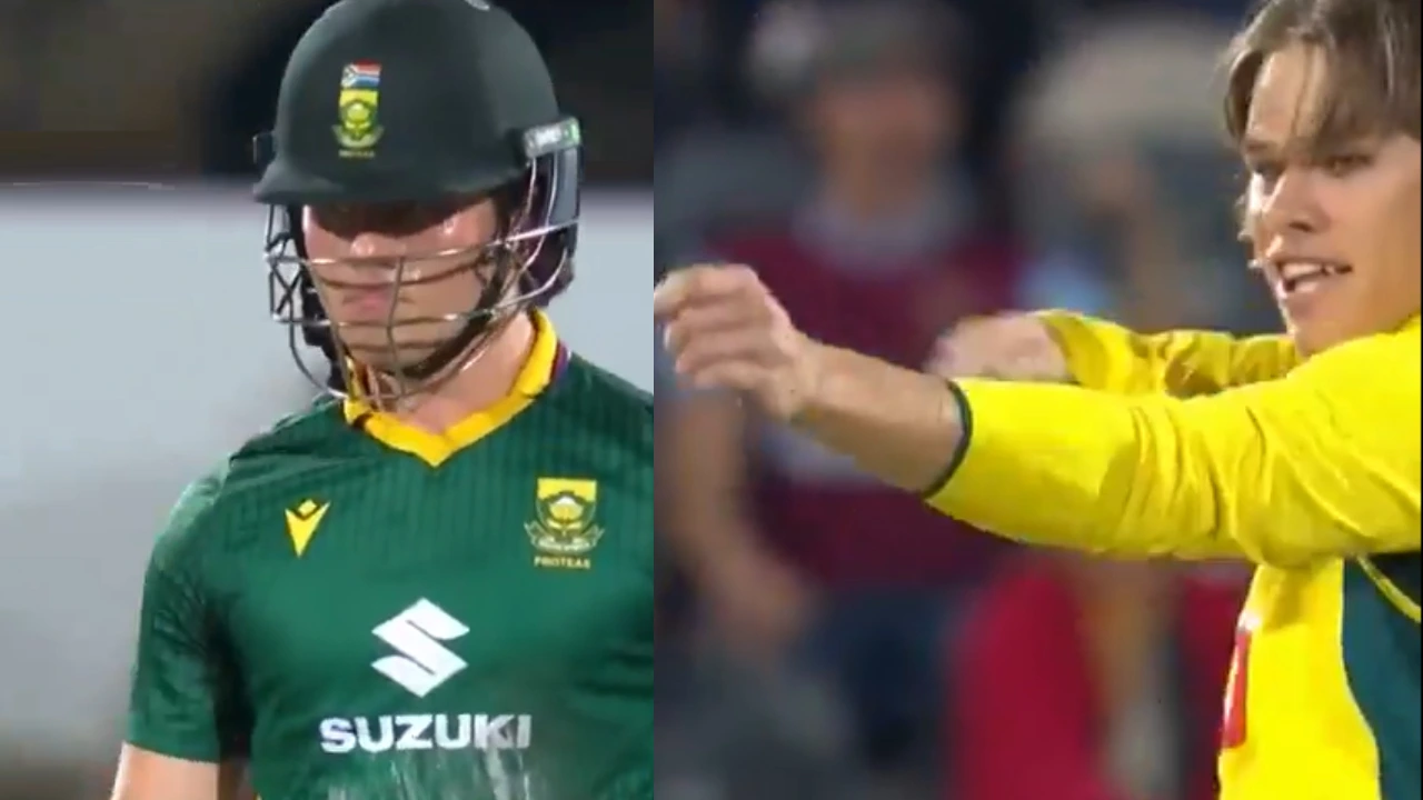 Watch: Cooper Connolly HUNTS Dewald Brevis with savage bow-and-arrow send-off in AUS vs SA 3rd ODI