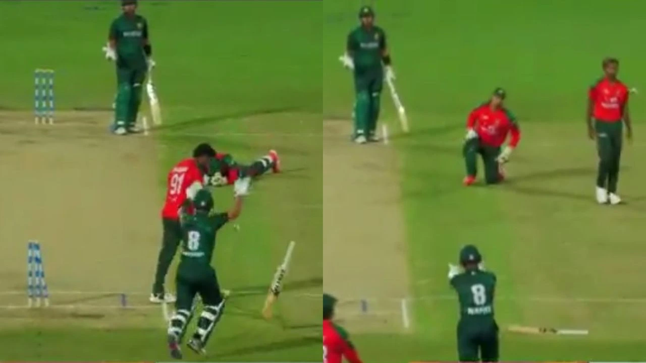 Watch: Pakistan opener loses his mind, throws bat & abuses partner after horrible mix-up in Top End T20 series