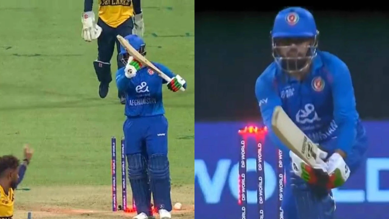 Watch- Rashid Khan turns himself in a laughing stock for the world with weird DRS on being bowled