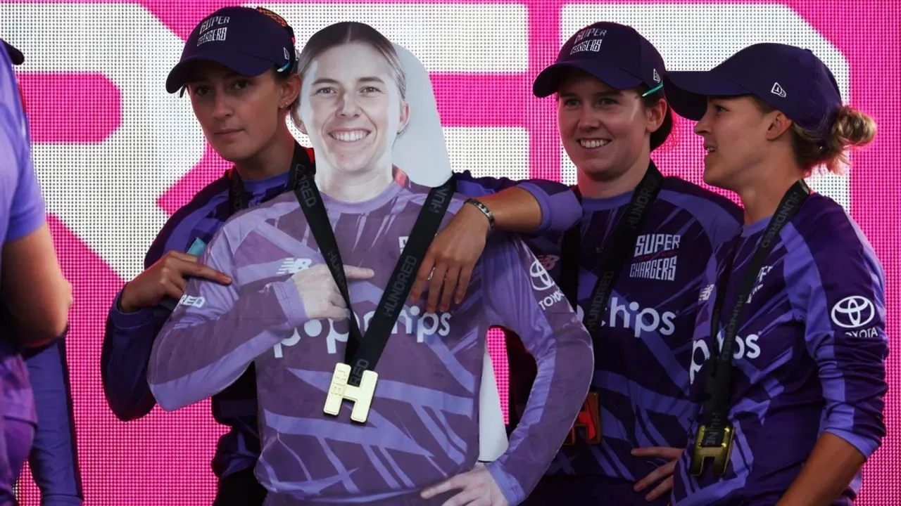 Watch- Northern Superchargers celebrate The Hundred title win with RCB’s Georgia Wareham’s cutout