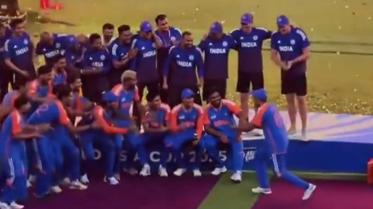 Watch: Suryakumar Yadav imitates Rohit Sharma’s iconic celebration without Asia Cup trophy after insulting Mohsin Naqvi