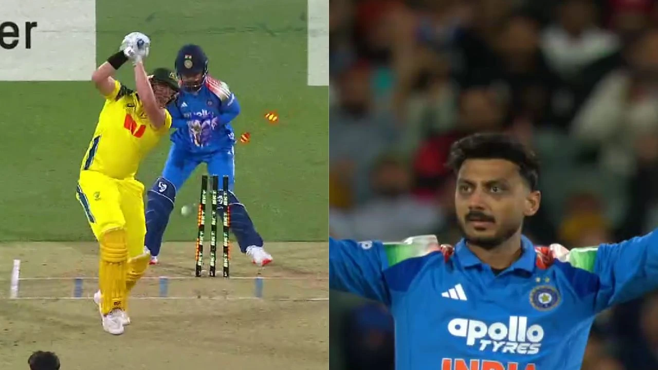 Axar Patel shatters Matt Renshaw’s stumps with stunning delivery in Adelaide ODI