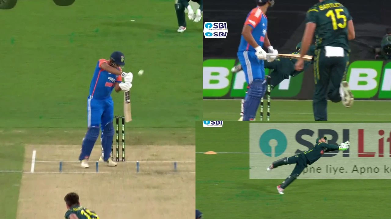 Watch: Josh Inglis grabs a stunning flying catch to remove Shivam Dube in Melbourne T20I