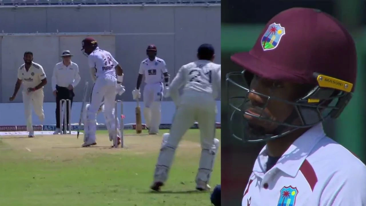 Jasprit Bumrah sends Khary Pierre’s stump cartwheeling with a jaffa in Delhi Test