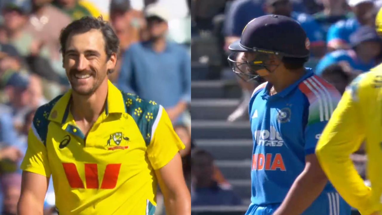Watch- Mitchell Starc mocks Rohit Sharma after dismissing him on his favorite Pull Shot
