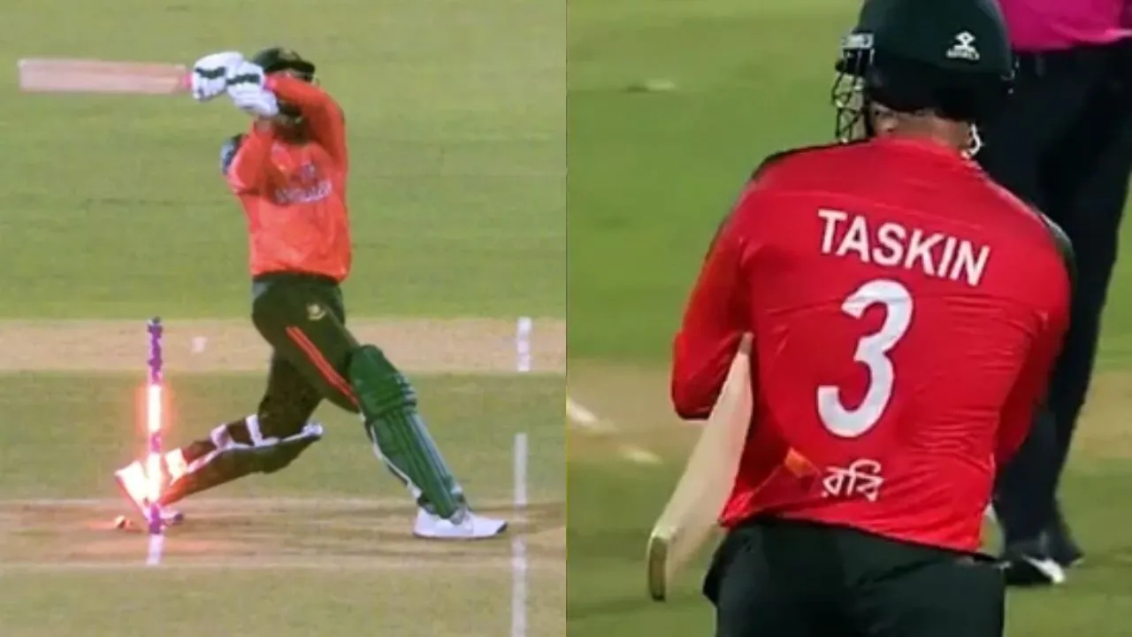 Taskin Ahmed gets out on the same ball he hits a six off RCB star as shocking scenes unfold