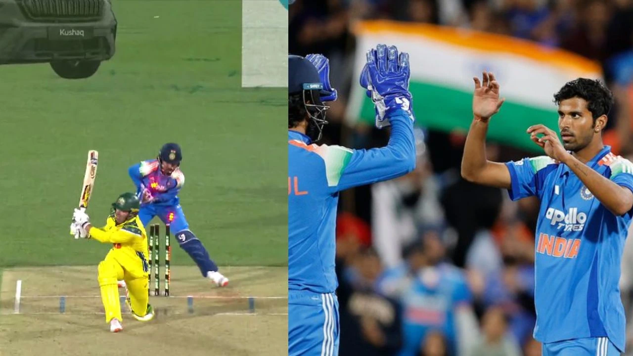 Washington Sundar dismantles Alex Carey’s stumps with lethal delivery in Adelaide ODI