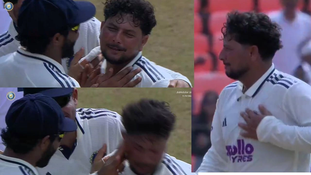 Watch: Ravindra Jadeja SLAPS Kuldeep Yadav in Ahmedabad Test as spinner winces in pain after chest blow