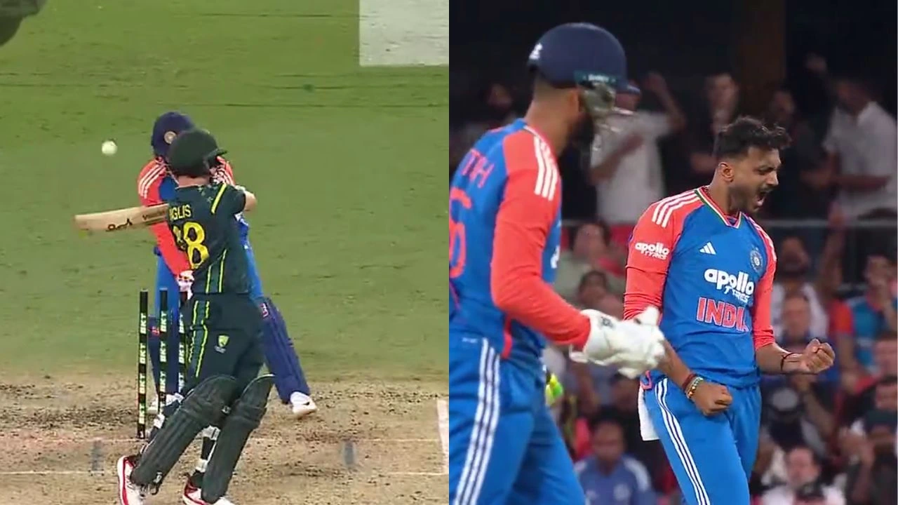Axar Patel cleans up Josh Inglis with a stunning delivery in 4th T20I