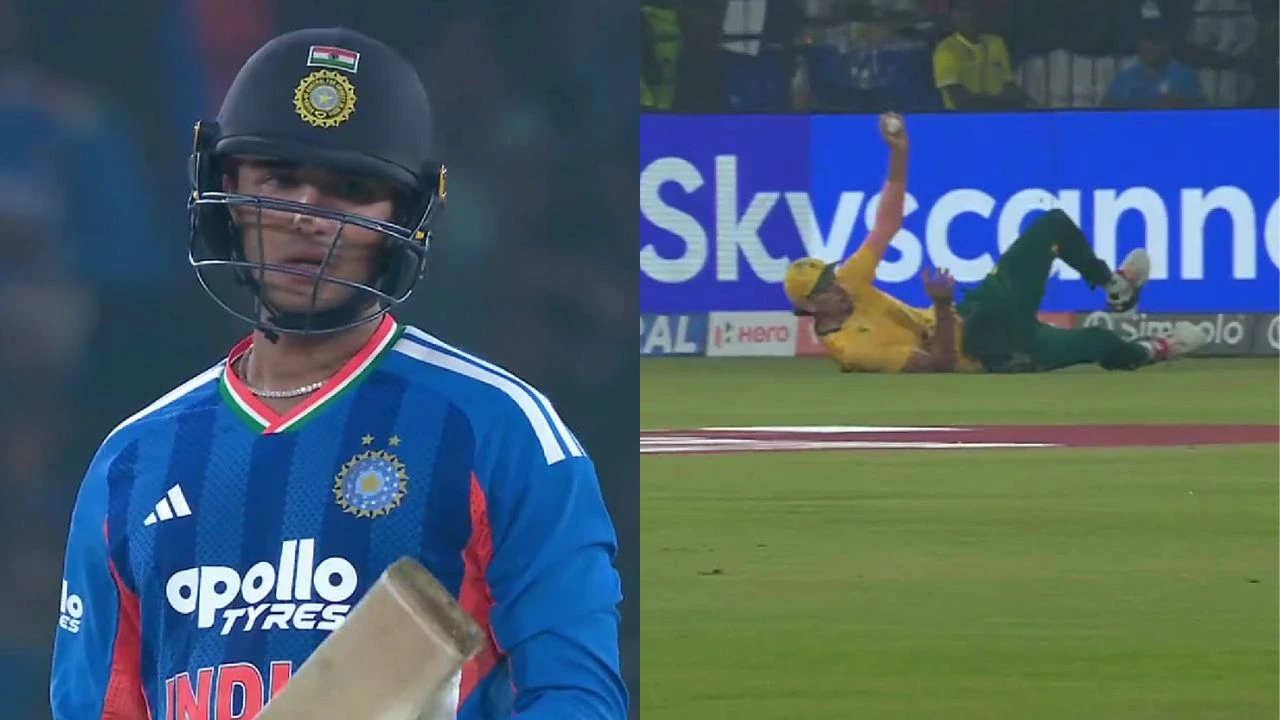 Marco Jansen grabs a fantastic catch to dismiss Abhishek Sharma in the 1st T20I