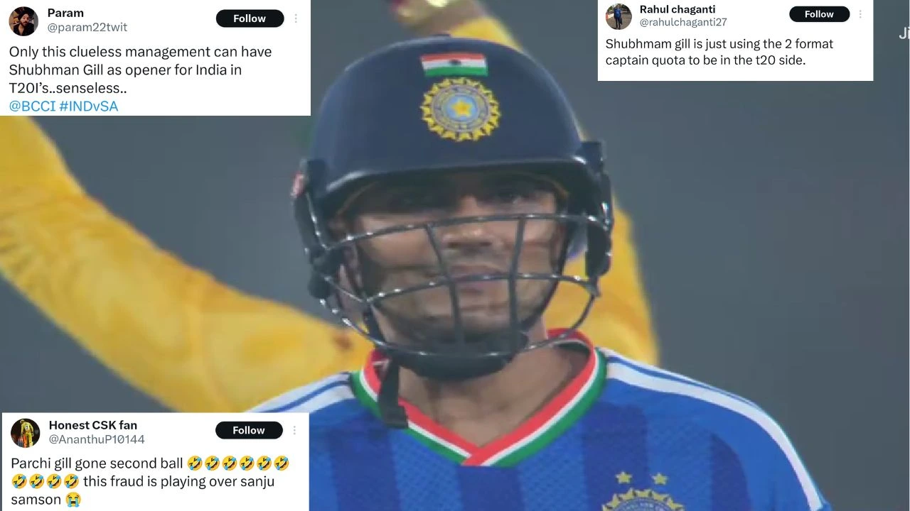 Shubman Gill brutally roasted after failure in 1st T20I vs South Africa: “This fraud is playing over Sanju Samson”