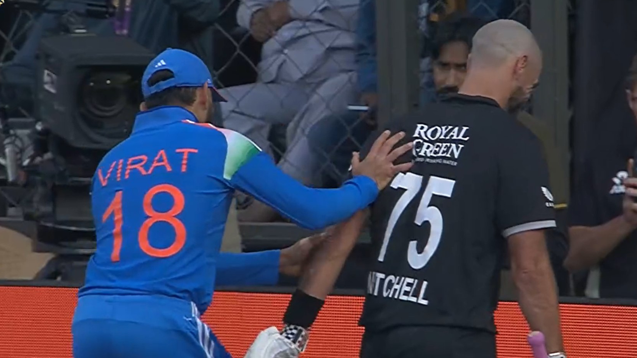 Virat Kohli physically pushes Daryl Mitchell off field after Kiwi star destroys India in Indore ODI