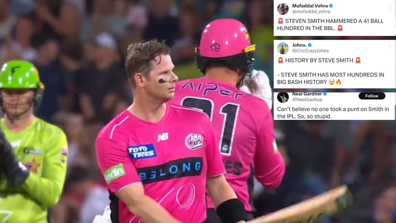 Steve Smith’s T20 World Cup selection demanded after unreal BBL century for Sydney Sixers