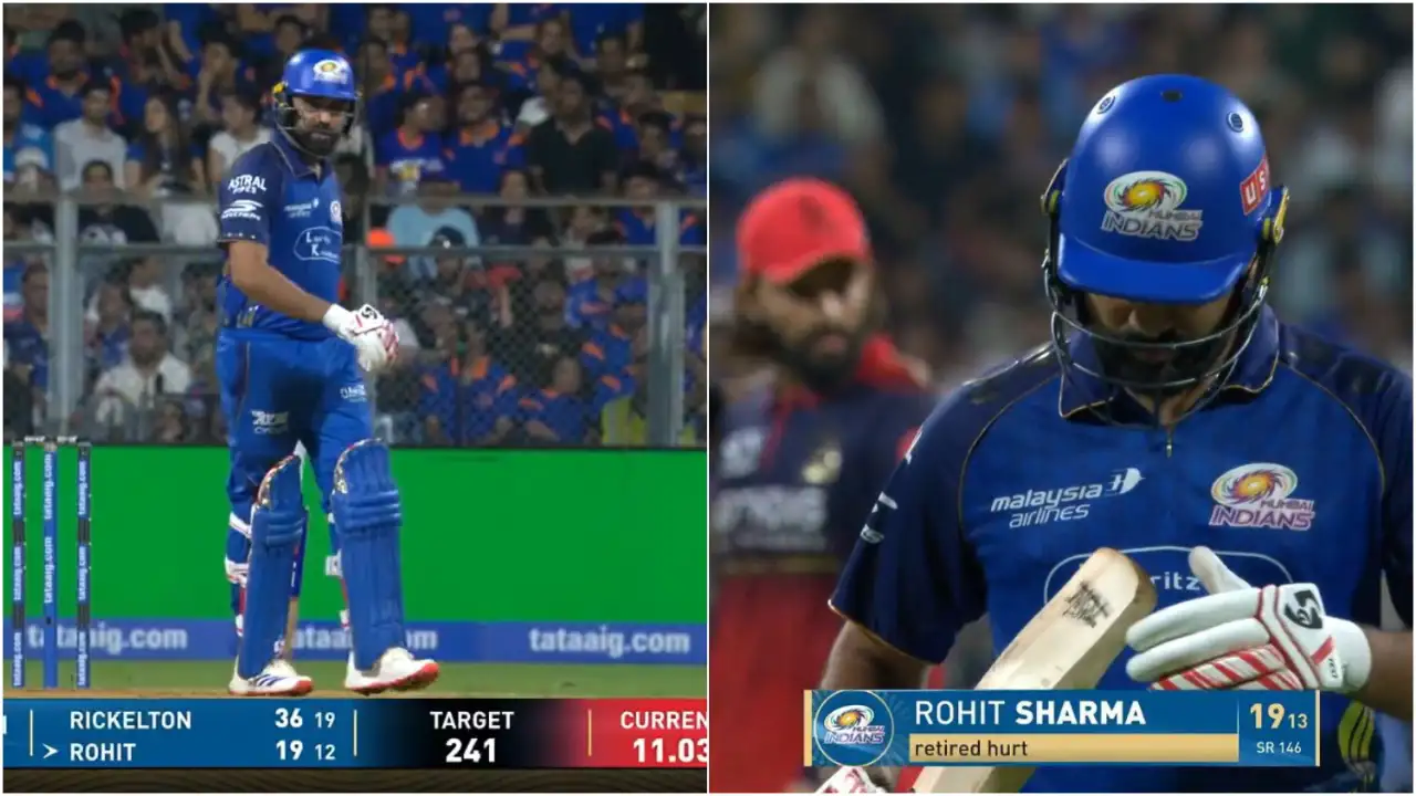 Rohit Sharma suffers possible hamstring injury during MI vs RCB clash