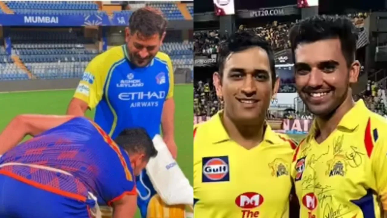 Deepak Chahar touches MS Dhoni’s feet, gets scolded ahead of MI vs CSK clash in IPL 2026