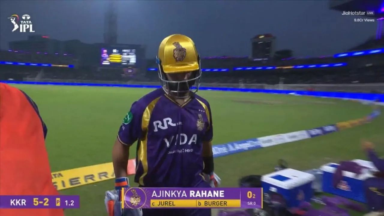 “He’s career is over”: Fans furious after Ajinkya Rahane dismissed for second consecutive duck in IPL 2026